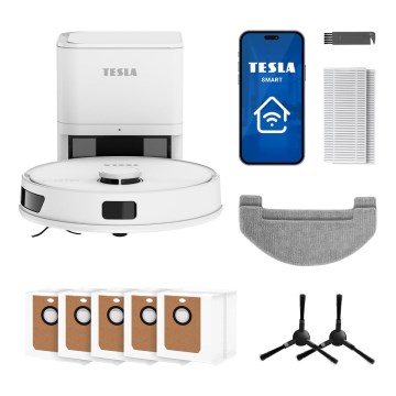 TESLA Electronics RoboStar - Έξυπνη ρομποτική σκούπα 3 σε 1, 3200 mAh, Wi‑Fi, λευκή