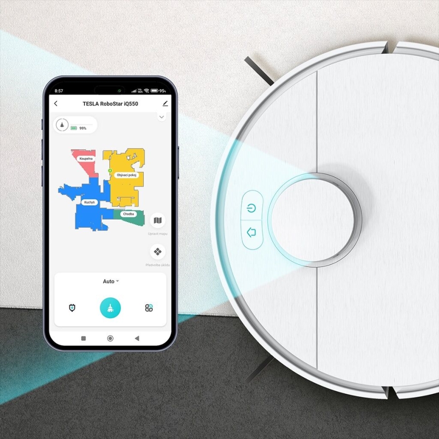 TESLA Electronics RoboStar - Σκούπα ρομπότ 2σε1 2550 mAh Wi-Fi λευκό