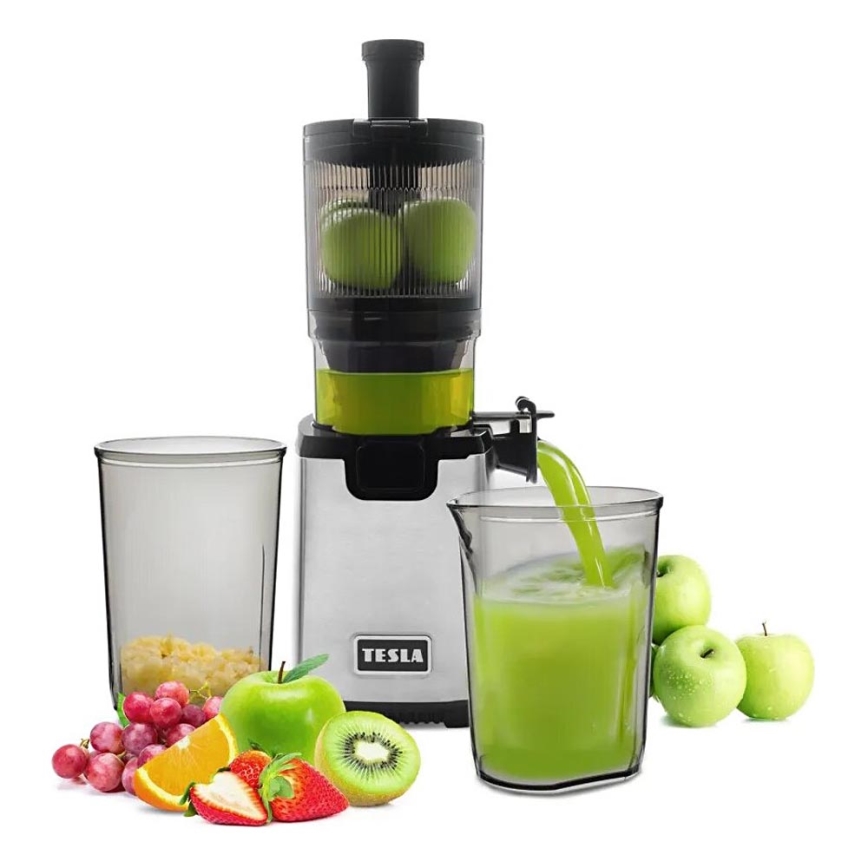 TESLA Electronics SlowJuicer Deluxe - Low-speed juicer 250W/230V ανοξείδωτο ατσάλι/μαύρο