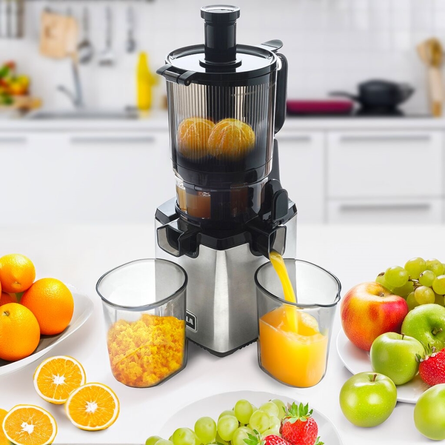 TESLA Electronics SlowJuicer Deluxe - Low-speed juicer 250W/230V ανοξείδωτο ατσάλι/μαύρο
