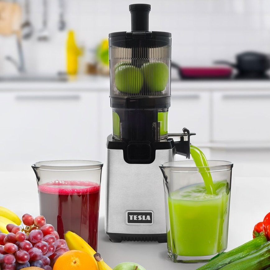 TESLA Electronics SlowJuicer Deluxe - Low-speed juicer 250W/230V ανοξείδωτο ατσάλι/μαύρο