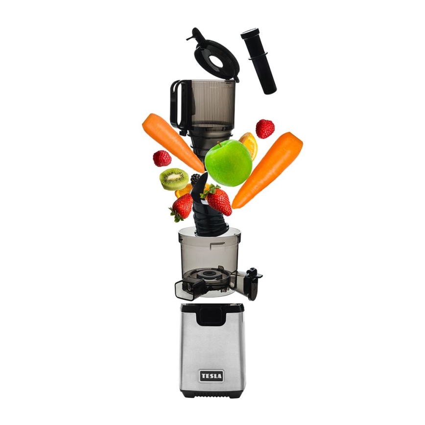 TESLA Electronics SlowJuicer Deluxe - Low-speed juicer 250W/230V ανοξείδωτο ατσάλι/μαύρο