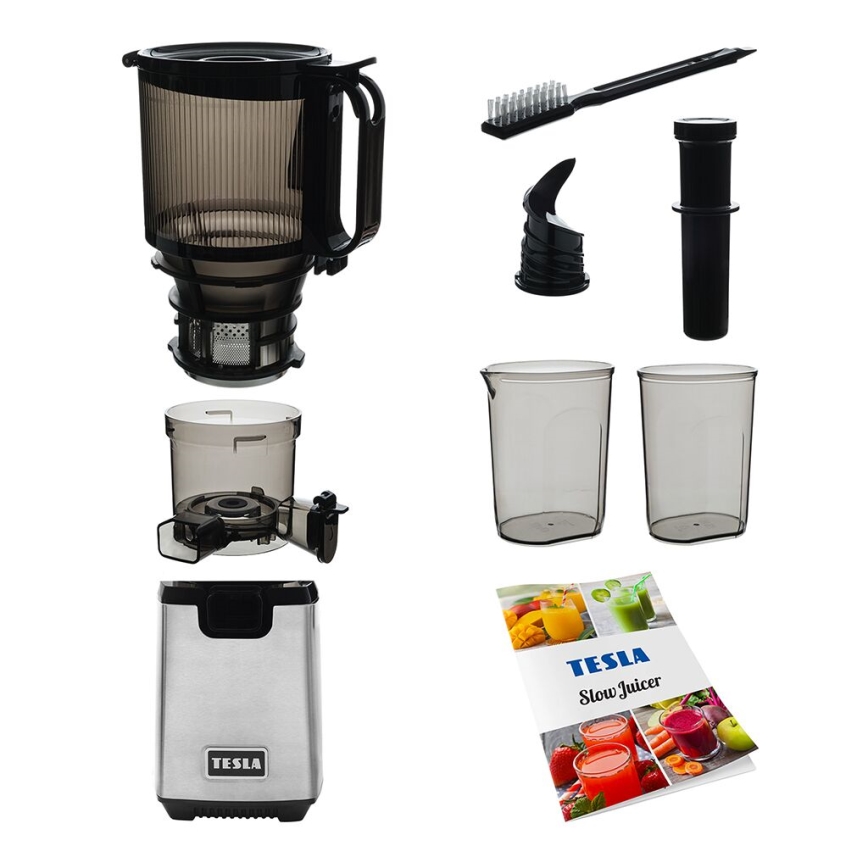 TESLA Electronics SlowJuicer Deluxe - Low-speed juicer 250W/230V ανοξείδωτο ατσάλι/μαύρο