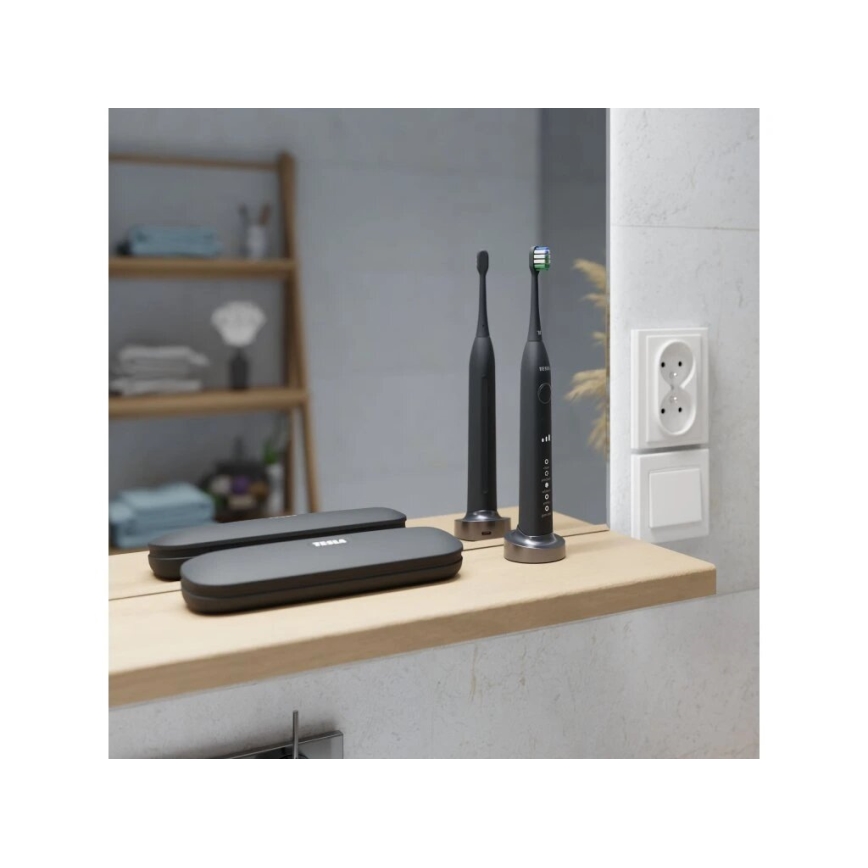 TESLA Smart - ΣΕΤ 4x Ανταλλακτικές κεφαλές για ηχητική οδοντόβουρτσα TS400 μαύρο