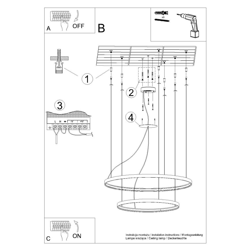 Thoro TH.176 -  Κρεμαστό φωτιστικό οροφής LED RIO LED/80W/230V CRI 90 3000K λευκό