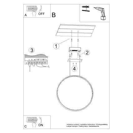 Thoro TH.220 -  Κρεμαστό φωτιστικό οροφής LED RIO LED/30W/230V CRI 90 3000K διάμετρος 55 cm χρυσό