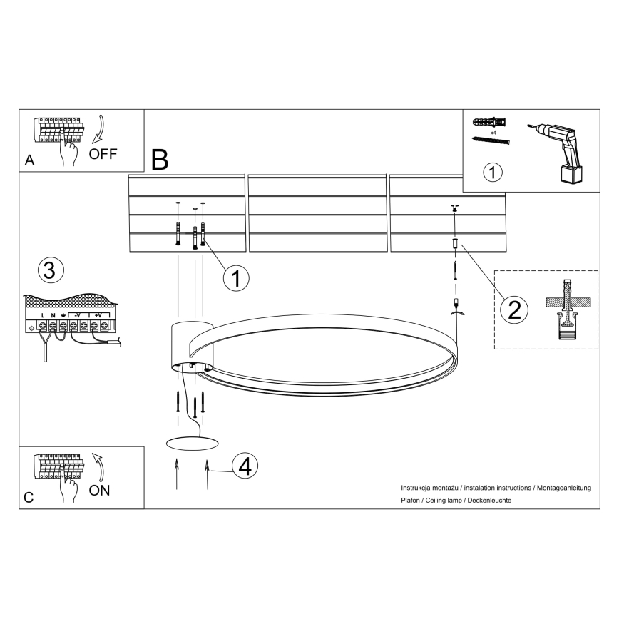 Thoro TH.252 - Φωτιστικό οροφής LED RIO LED/50W/230V CRI 90 3000K διάμετρος 78 cm χρυσό