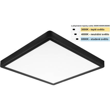 Top Light - Φωτιστικό οροφής LED REVIT LED/24W/230V 3000/4000/6500K 30x30 cm μαύρο