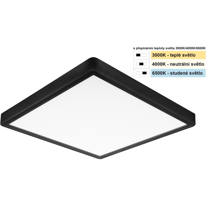 Top Light - Φωτιστικό οροφής LED REVIT LED/24W/230V 3000/4000/6500K 30x30 cm μαύρο