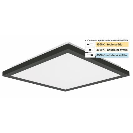 Top Light - Φωτιστικό οροφής μπάνιου LED ONYX LED/10W/230V IP44 3000/4000/6500K 28x28 cm μαύρο