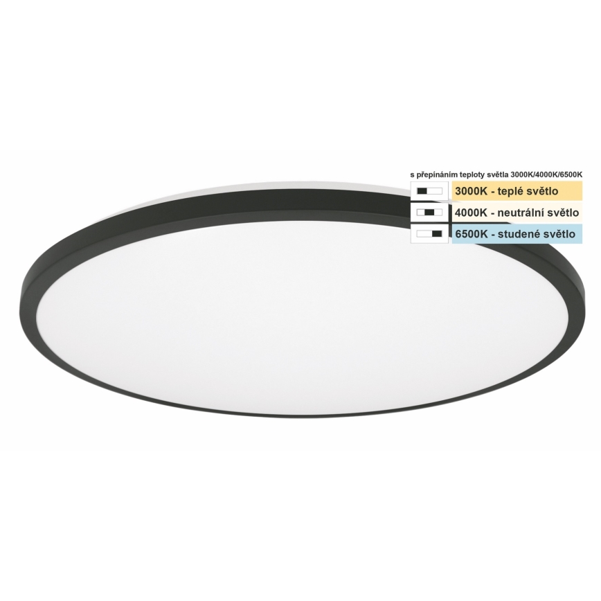 Top Light - Φωτιστικό οροφής μπάνιου LED ONYX LED/18W/230V IP44 3000/4000/6500K διάμετρος 34 cm μαύρο