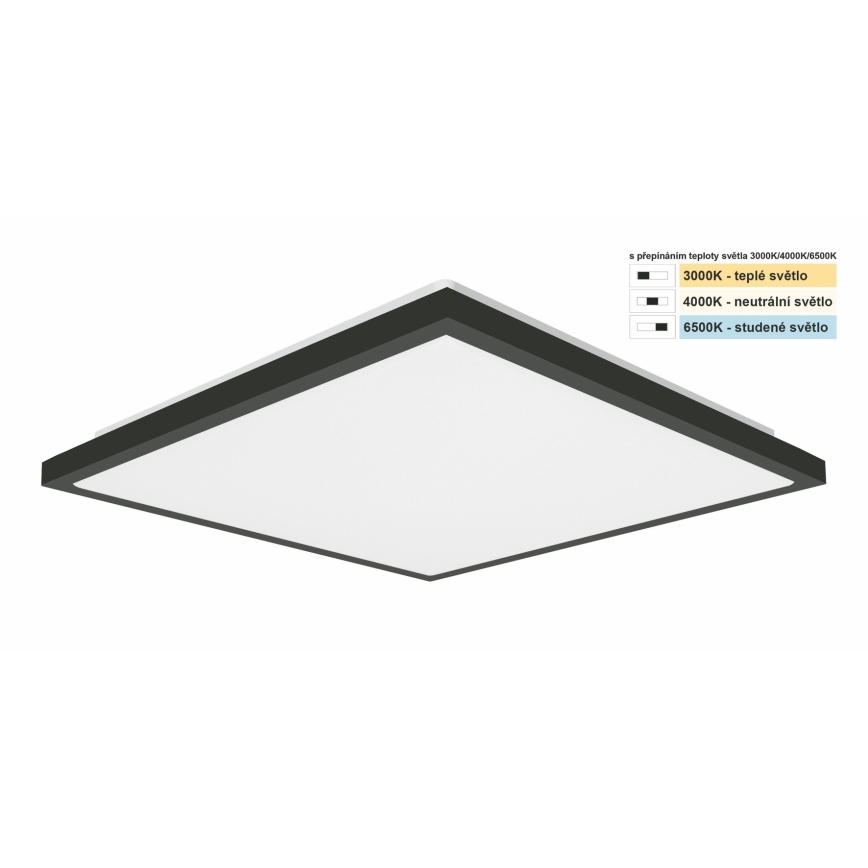 Top Light - Φωτιστικό οροφής μπάνιου LED ONYX LED/24W/230V IP44 3000/4000/6500K 38x38 cm μαύρο