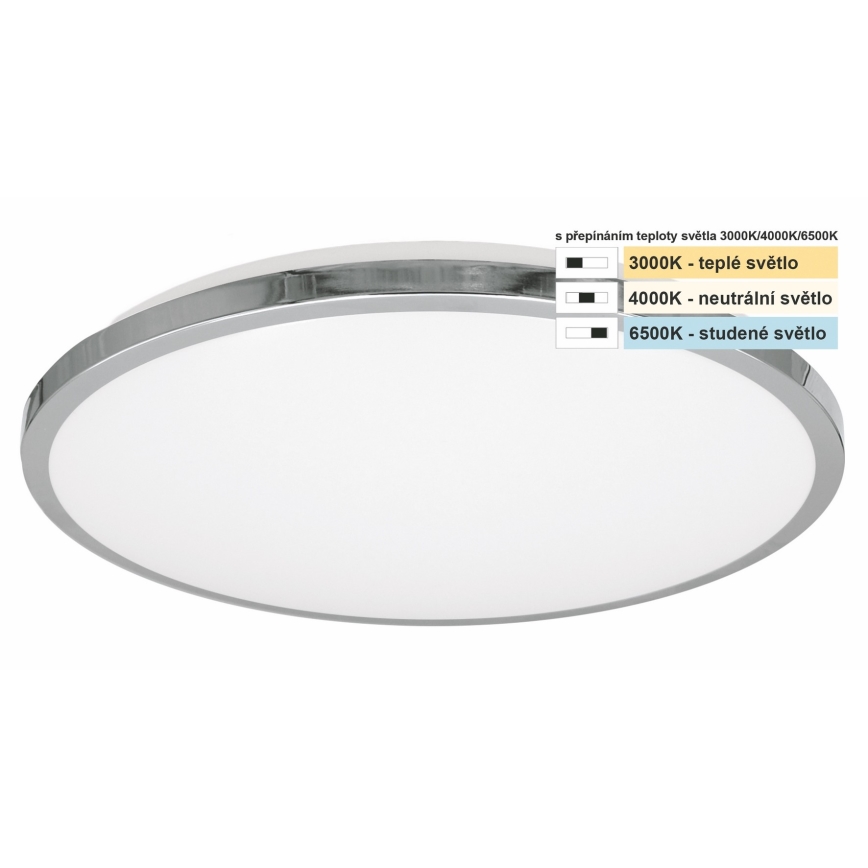 Top Light - Φωτιστικό οροφής μπάνιου LED SILVER LED/10W/230V IP44 3000/4000/6500K διάμετρος 29 cm γυαλιστερό χρώμιο