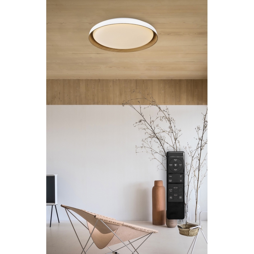 Top Light - LED Dimmable φωτιστικό οροφής SATELLITE LED/36W/230V 3000-6500K διάμετρος 43 cm λευκό/καφέ + τηλεχειριστήριο