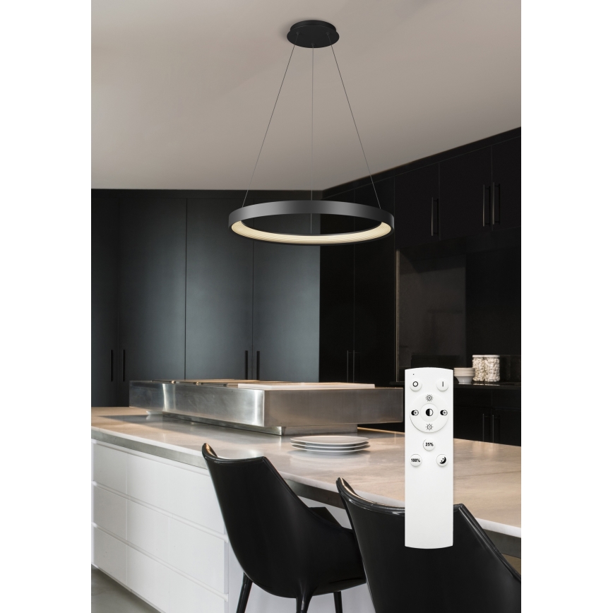 Top Light - Led Dimmable κρεμαστό φωτιστικό οροφής ORBIT LED/40W/230V 3000-6500K διάμετρος 50 cm μαύρο + τηλεχειριστήριο