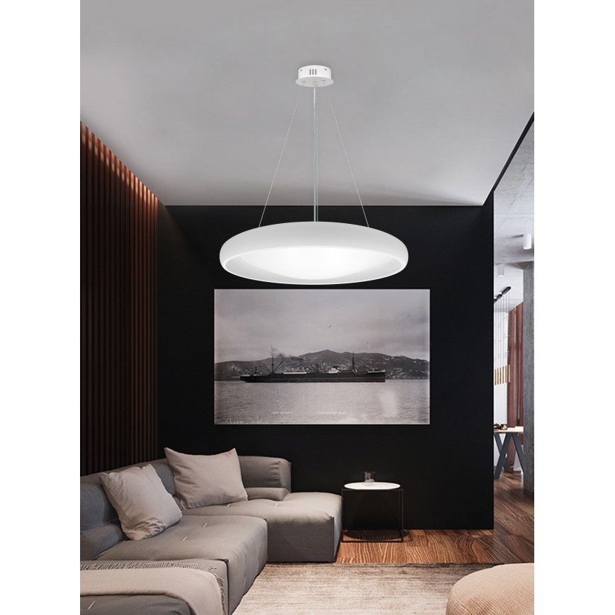 Top Light - Led Dimmable κρεμαστό φωτιστικό οροφής SALERNO LED/60W/230V 3000-6500K διάμετρος 60 cm λευκό + τηλεχειριστήριο