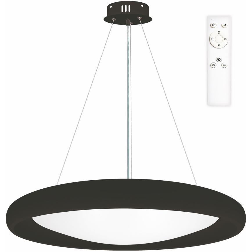 Top Light - Led Dimmable κρεμαστό φωτιστικό οροφής SALERNO LED/60W/230V 3000-6500K διάμετρος 60 cm μαύρο + τηλεχειριστήριο