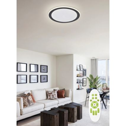 Top Light - LED Dimmable φωτιστικό οροφής NORMAN LED/60W/230V διάμετρος 49 cm μαύρο + τηλεχειριστήριο