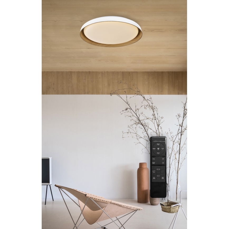 Top Light - LED Dimmable φωτιστικό οροφής SATELLITE LED/48W/230V 3000-6500K διάμετρος 53 cm λευκό/καφέ + τηλεχειριστήριο