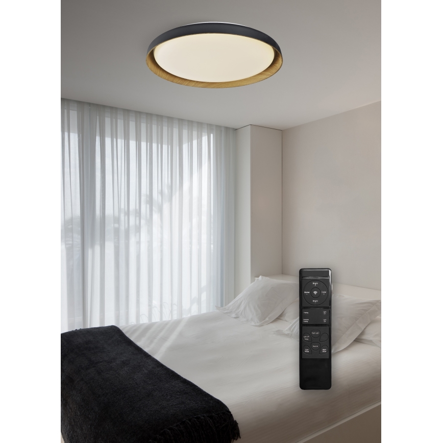 Top Light - LED Dimmable φωτιστικό οροφής SATELLITE LED/48W/230V 3000-6500K διάμετρος 53 cm μαύρο/καφέ + τηλεχειριστήριο