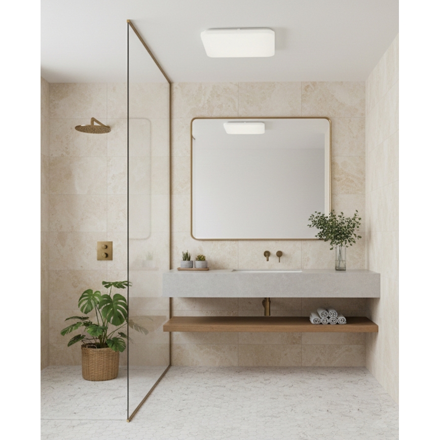 Top Light - LED Φωτιστικό οροφής μπάνιου DUNAJ LED/18W/230V 3000/4000/6500K IP44 27,5x27,5 cm λευκό