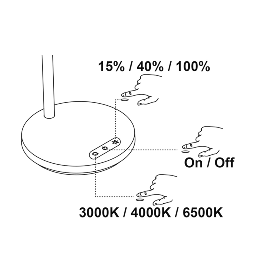 Top Light - Ρυθμιζόμενο επιτραπέζιο φωτιστικό LED με χειρισμό αφής BELLA LED/4,8W/5V 3000/4000/6500K λευκό