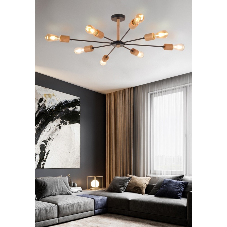 Top Light Star 8 - Κρεμαστό φωτιστικό STAR 8xE27/40W/230V πεύκο