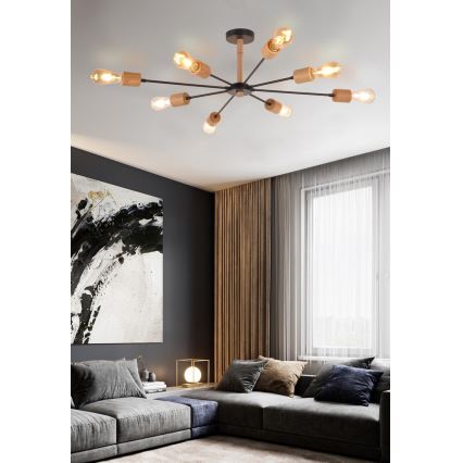 Top Light Star 8 - Κρεμαστό φωτιστικό STAR 8xE27/40W/230V πεύκο