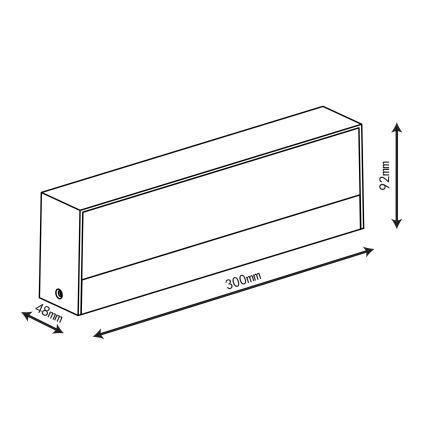 Top Light - LED Επιτοίχιο φωτιστικό εξωτερικού χώρου IMOLA LED/16W/230V 3000/4000/6000K IP54 30 cm μαύρο
