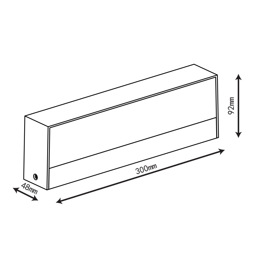 Top Light - LED Επιτοίχιο φωτιστικό εξωτερικού χώρου IMOLA LED/16W/230V 3000/4000/6000K IP54 30 cm μαύρο