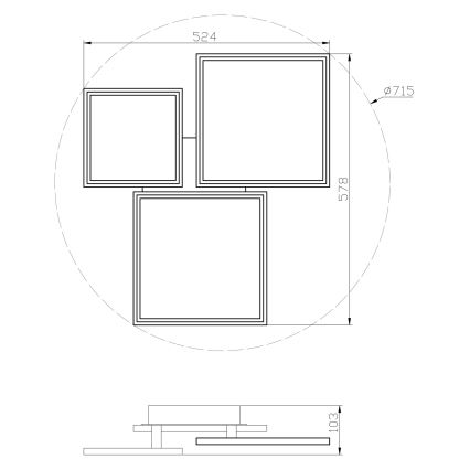 Top Light - Σταθερό πολύφωτο dimming LED MERKUR LED/50W/230V 3000-6500K μαύρο + τηλεχειριστήριο