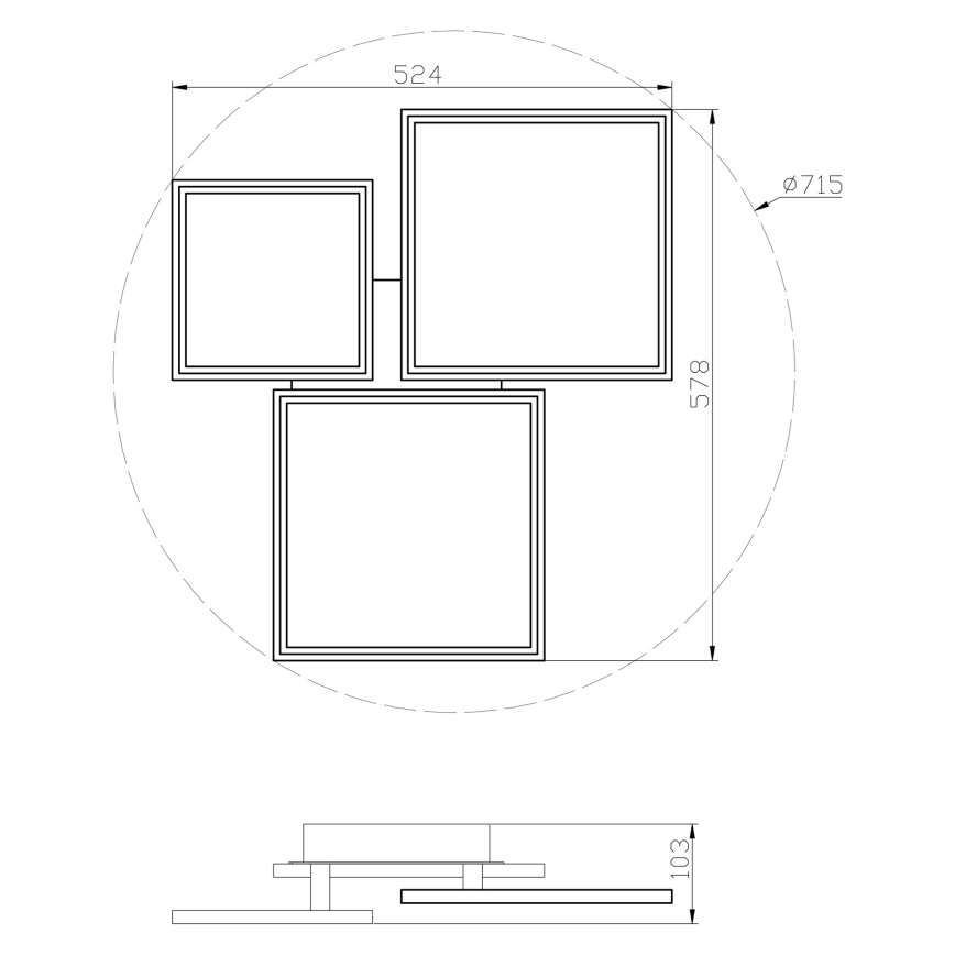 Top Light - Σταθερό πολύφωτο dimming LED MERKUR LED/50W/230V 3000-6500K μαύρο + τηλεχειριστήριο