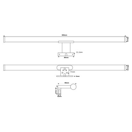 Top Light - Φωτισμός καθρέφτη μπάνιου LED OREGON LED/9W/230V 60 cm IP44