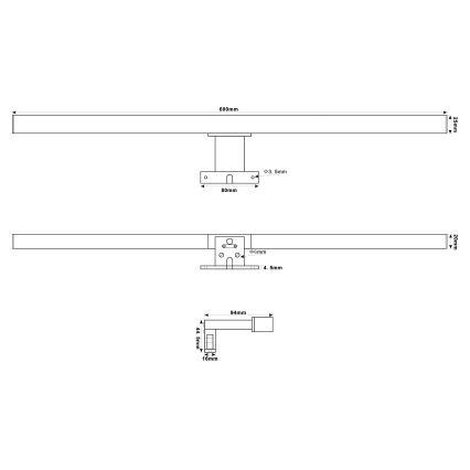 Top Light - Φωτισμός καθρέφτη μπάνιου LED OREGON LED/9W/230V 60 cm IP44