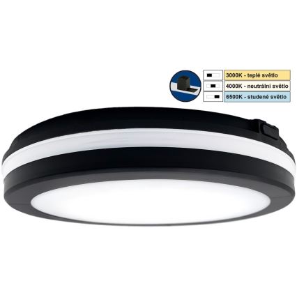 Top Light - Φωτιστικό μπάνιου LED COMET LED/15W/230V 3000/4000/6500K IP54 διάμετρος 20 cm μαύρο