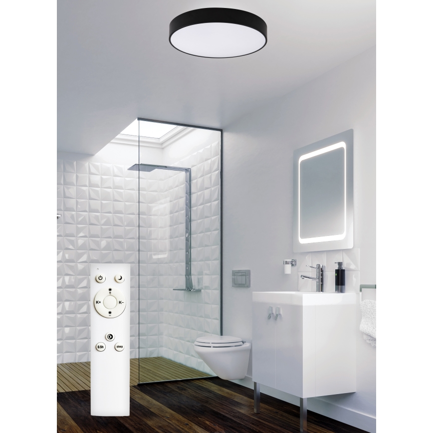 Top Light - Φωτιστικό οροφής μπάνιου dimming LED PETAL LED/48W/230V IP44 3000-6500K διάμετρος 48 cm μαύρο + τηλεχειριστήριο