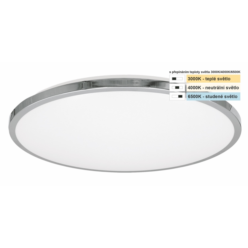 Top Light - Φωτιστικό οροφής μπάνιου LED SILVER LED/18W/230V IP44 3000/4000/6500K διάμετρος 34 cm γυαλιστερό χρώμιο