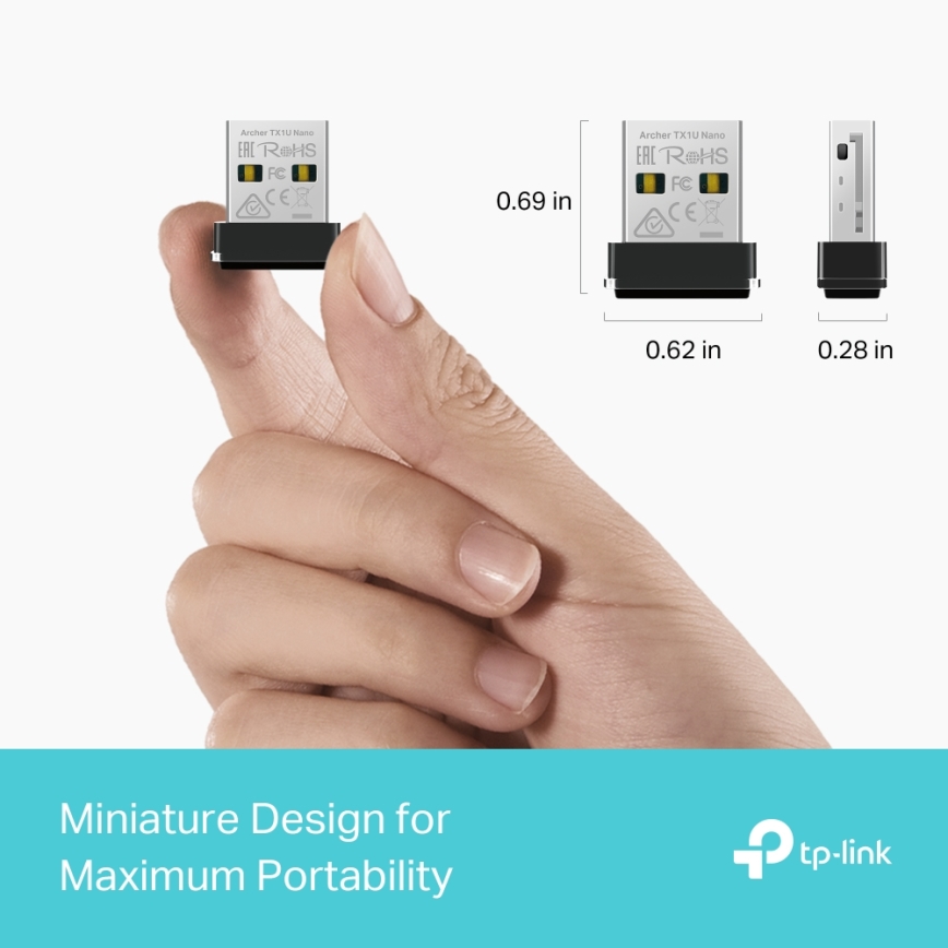 TP-Link - Ασύρματος USB nano προσαρμογέας Wi‑Fi 6 Archer TX1U Nano
