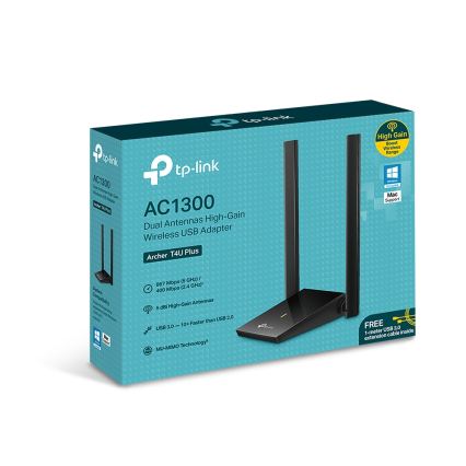 TP-Link - Ασύρματος USB προσαρμογέας δικτύου με κεραίες υψηλής κέρδους Archer T4U Plus Wi-Fi