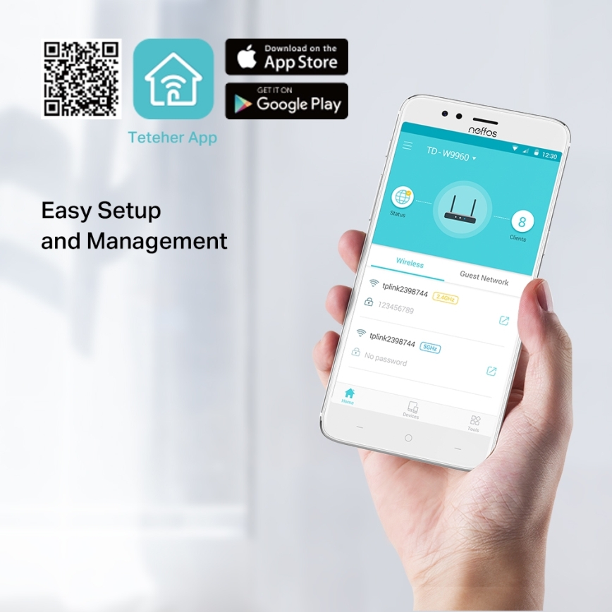 TP-Link - Modem και δρομολογητής 300Mbps Wireless N VDSL/ADSL TD-W9960 Wi-Fi