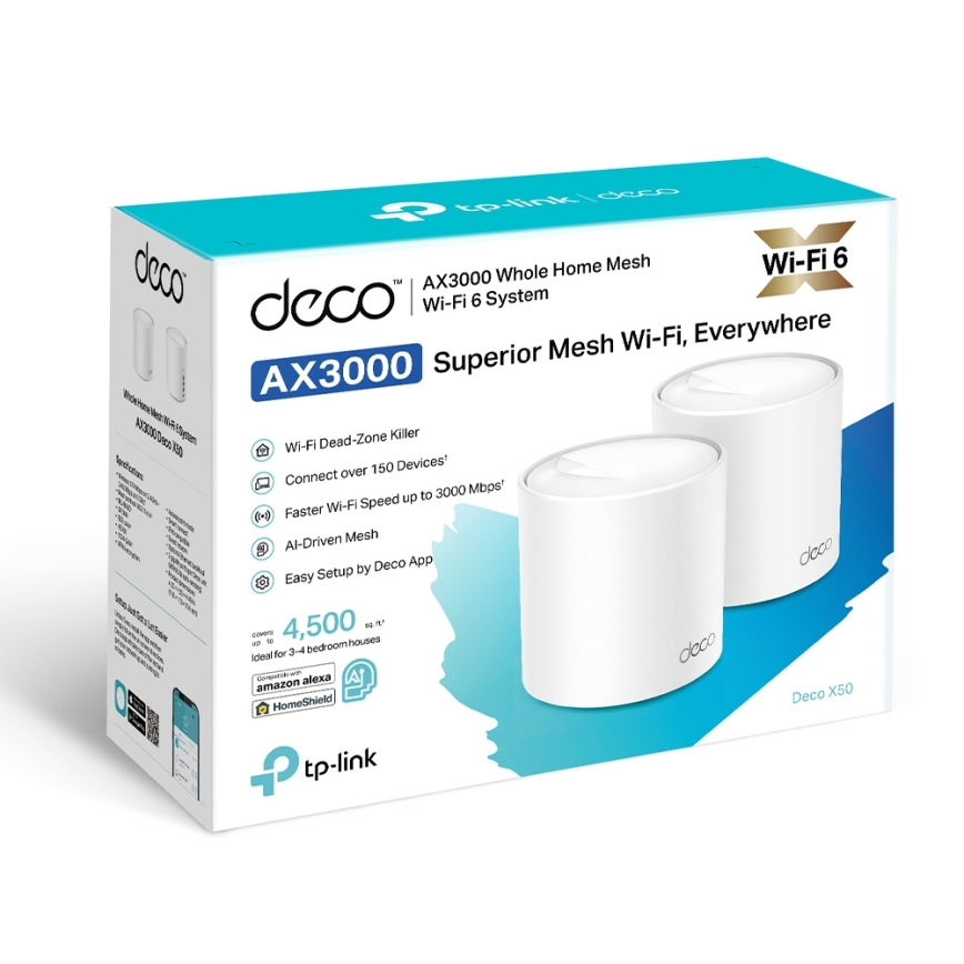 TP-Link - Σετ 2x Wi-Fi 6 mesh σύστημα για ολόκληρο το σπίτι Deco X50