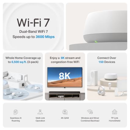 TP-Link - Σύστημα mesh Wi‑Fi 7 για ολόκληρο το σπίτι Deco BE22