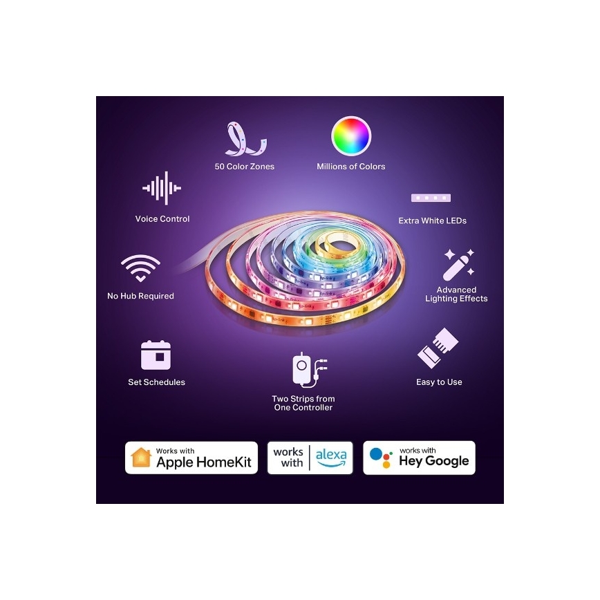 TP-Link - Ρυθμιζόμενη ταινία LED RGBW 5 m LED/24W/230V Wi-Fi