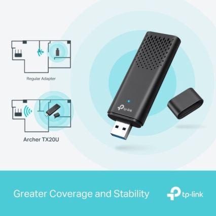 TP-Link - USB ασύρματος προσαρμογέας διπλής ζώνης με Wi‑Fi 6 Archer TX20U