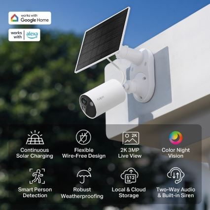 TP-Link - Εξωτερική ηλιακή κάμερα με αισθητήρα, προστασία IP65 και Wi‑Fi