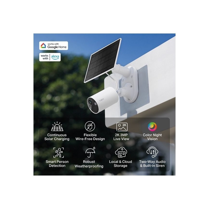 TP-Link - Εξωτερική ηλιακή κάμερα με αισθητήρα, προστασία IP65 και Wi‑Fi