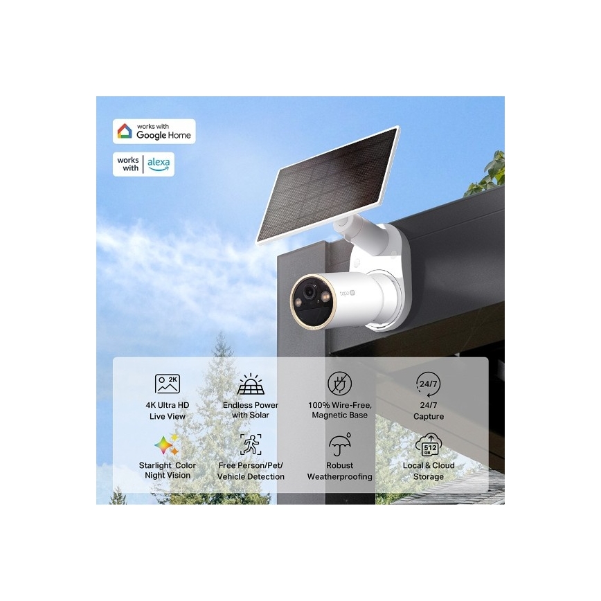 TP-Link - Εξωτερική ηλιακή κάμερα με αισθητήρα IP66 Wi‑Fi