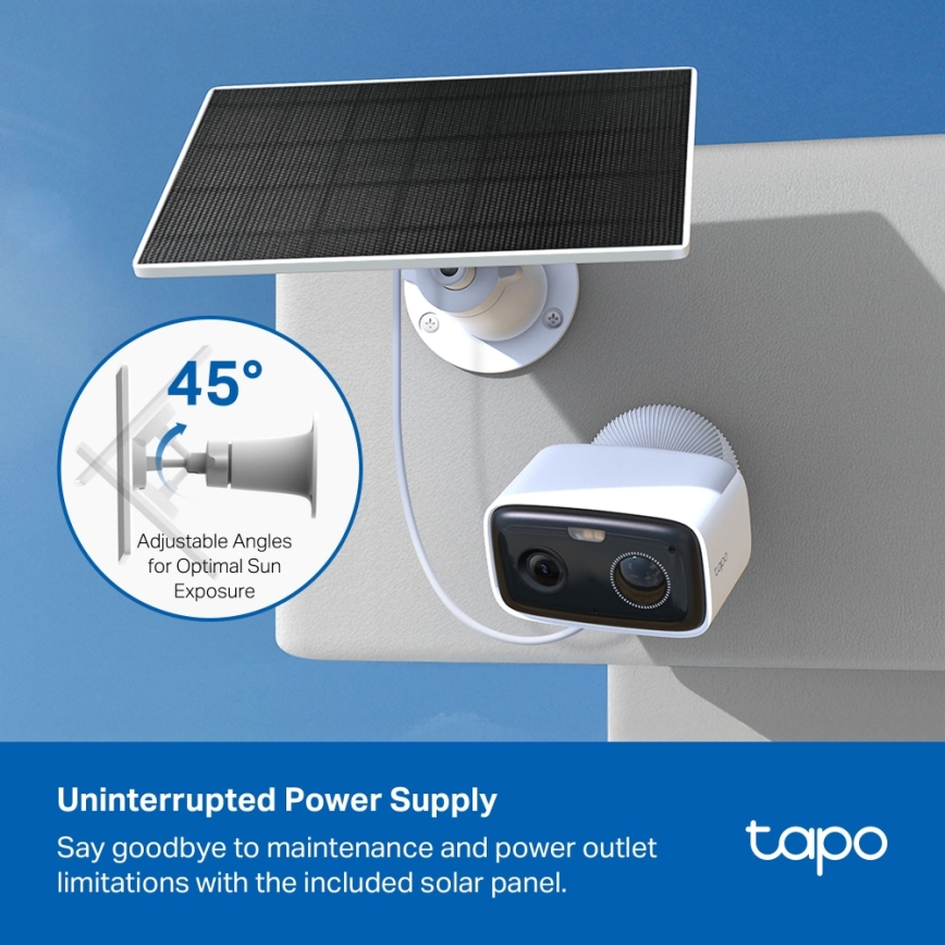 TP-Link - Έξυπνη ηλιακή κάμερα 5200 mAh 5V IP65 Wi-Fi
