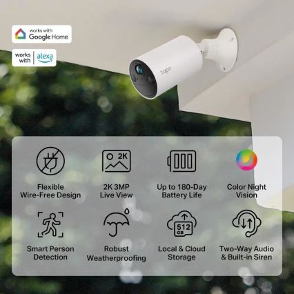 TP-Link - Έξυπνη εξωτερική κάμερα με αισθητήρα, προστασία IP65 και Wi-Fi