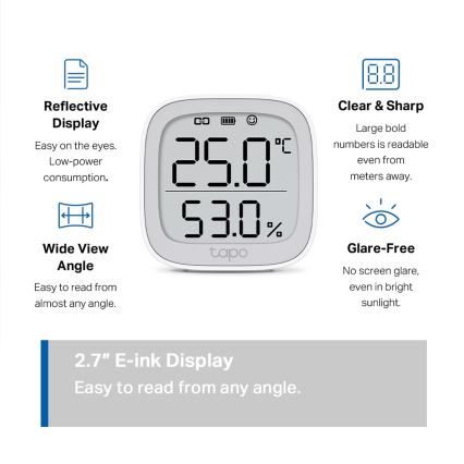 TP-Link - Έξυπνη μονάδα μέτρησης θερμοκρασίας και υγρασίας, τροφοδοσία 2xAAA, Wi-Fi